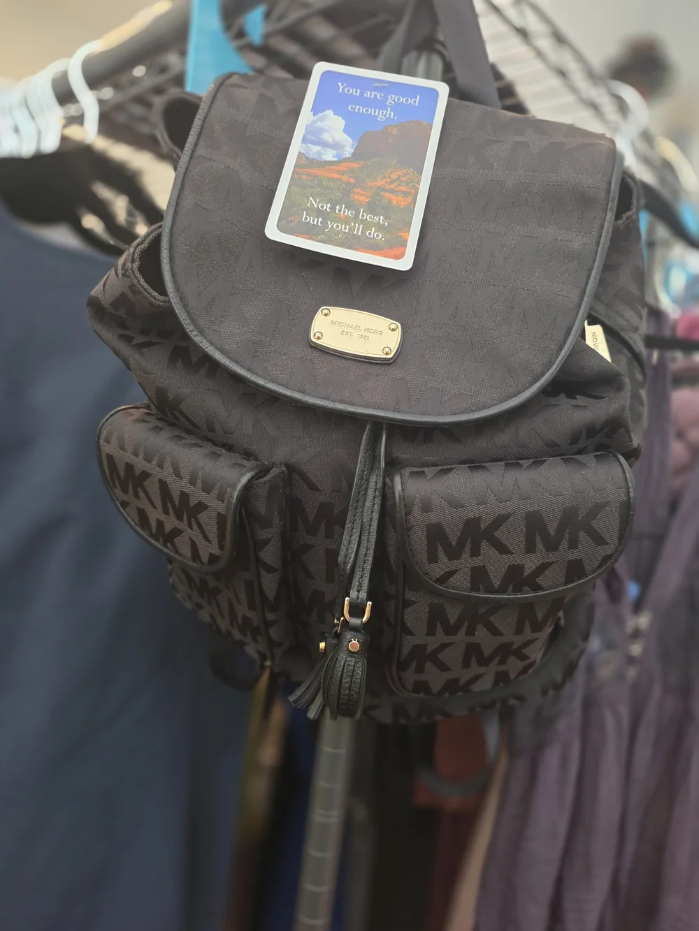 Michael Kors Black MK Monogram Backpack